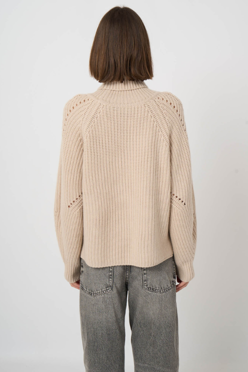 Wool-Cashmere Chunky Rib Turtleneck Sweater