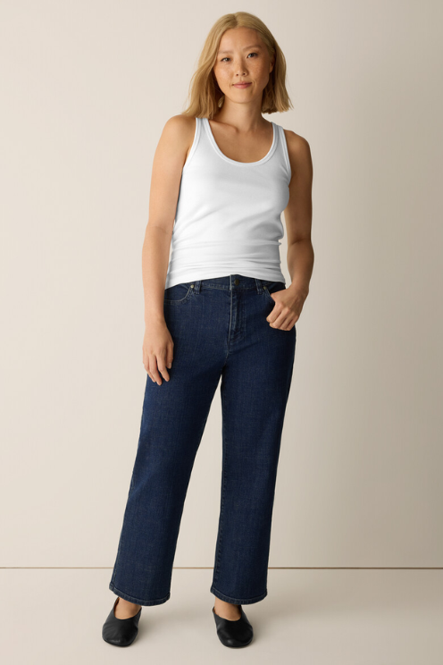Cotton Stretch Denim Straight Jean