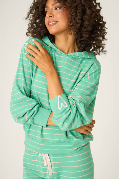 Peace & Pawlidays Green Stripe Hoodie