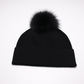 Cashmere Black Hat with Fox Pom