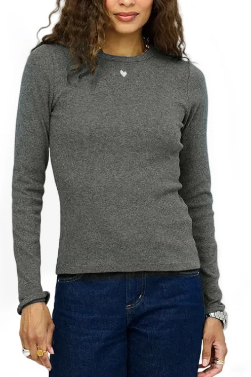 Long Sleeve Rib Tee Heart