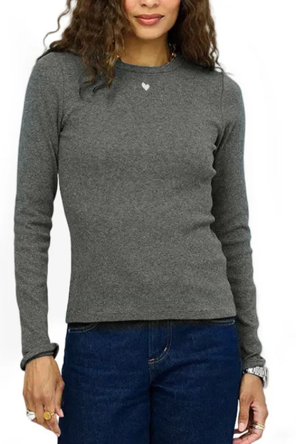 Long Sleeve Rib Tee Heart