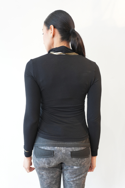 Gold-Detail Turtleneck Top