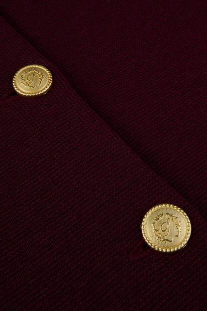 Stina Dark Red Merino Wool Cardigan