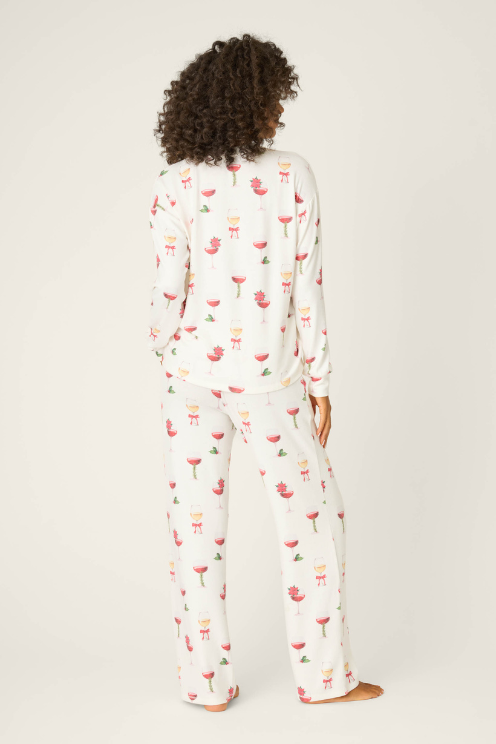 Let's Get Toasty Holiday Wine Print Pants Set