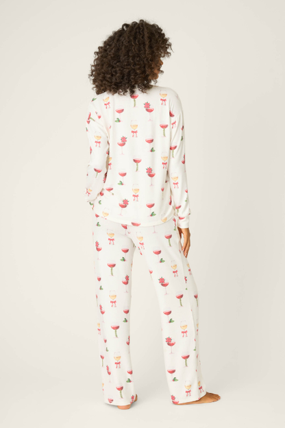 Let's Get Toasty Holiday Wine Print Pants Set