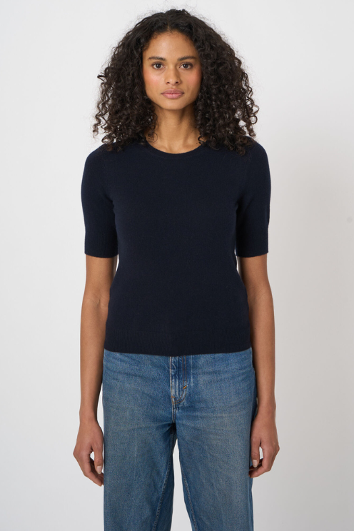 Slim Short-Sleeve Organic Cashmere Sweater