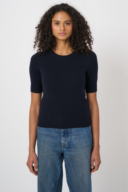 Slim Short-Sleeve Organic Cashmere Sweater