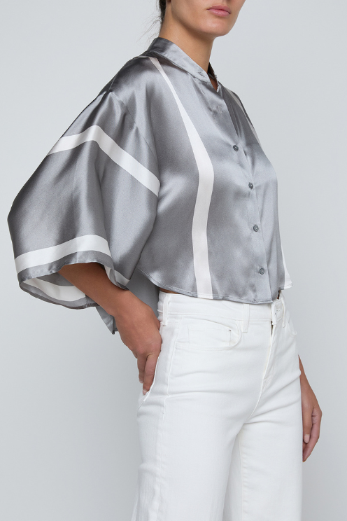 Dru Mandarin Crop Blouse