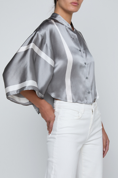 Dru Mandarin Crop Blouse