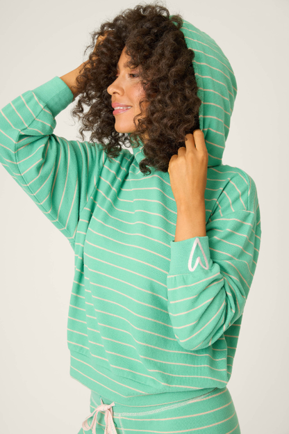 Peace & Pawlidays Green Stripe Hoodie