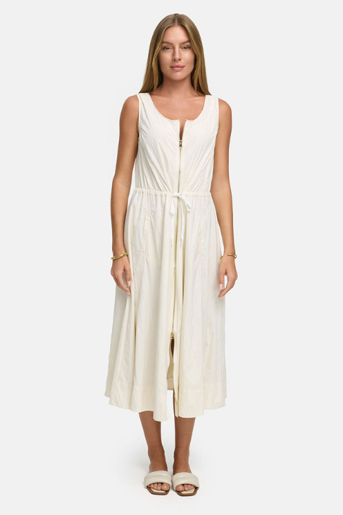 Sleeveless Midi Dress With Two-Way Zipper