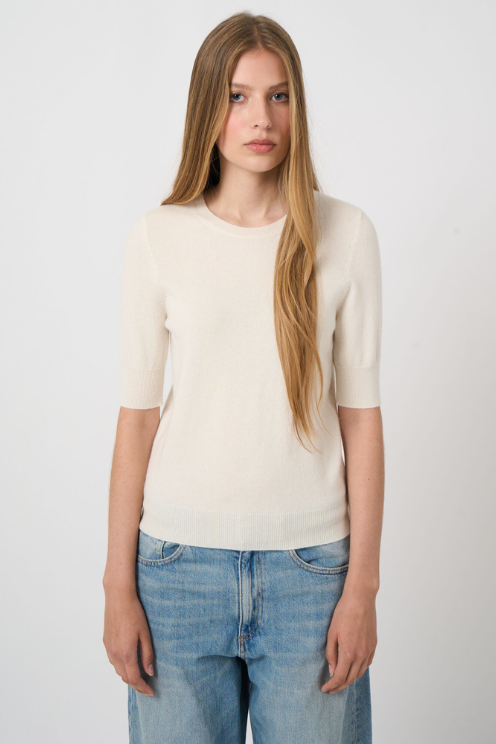 Slim Short-Sleeve Organic Cashmere Sweater