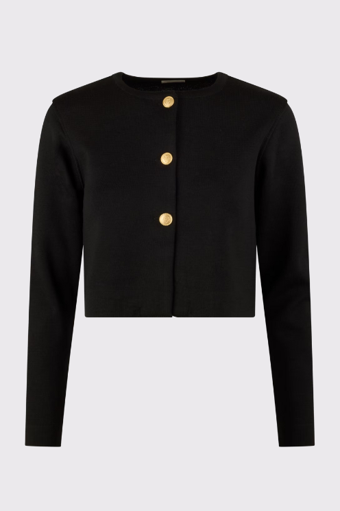 Kristina Black Merino Wool Cardigan