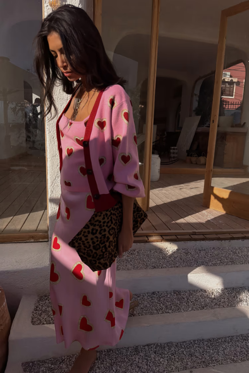 Never Fully Dressed Pink Hearts Cardigan