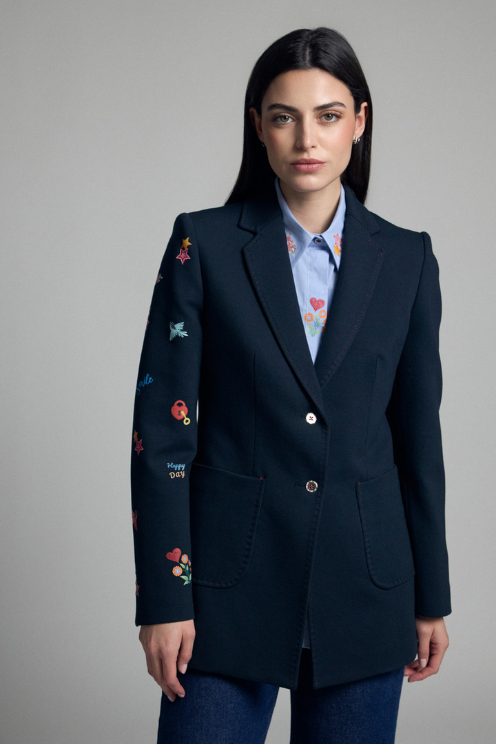Arantxa Embroidered Sleeve Blazer