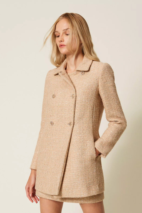 Bouclé Coat with Sequins