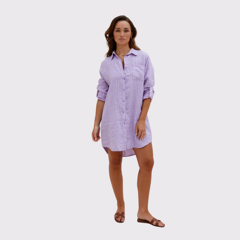 Charli Provence Linen Shirt in Lilac