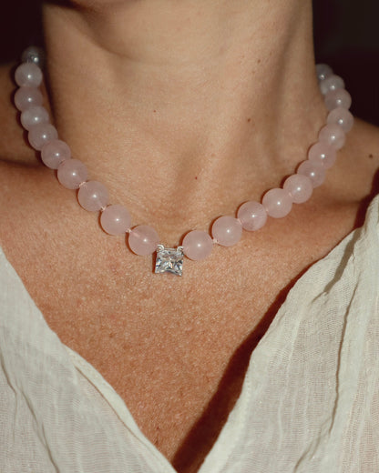 Bourbon rose quartz necklace