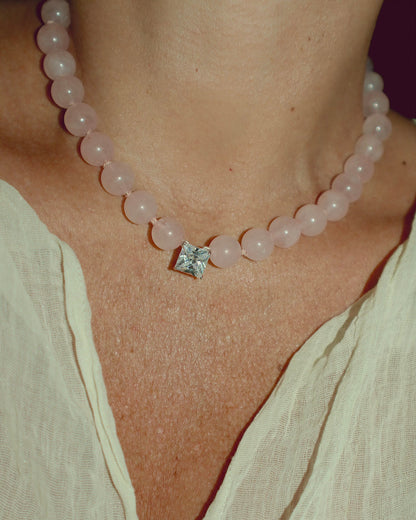 Bourbon rose quartz necklace