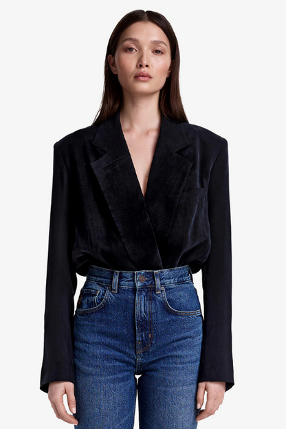 Blazer Style Bodysuit - Coal