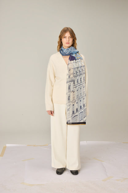 SCARF / ETOLE 100 WOOL PARIS NAVY/BLEU MARINE
