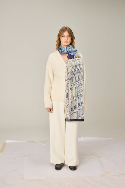 SCARF / ETOLE 100 WOOL PARIS NAVY/BLEU MARINE