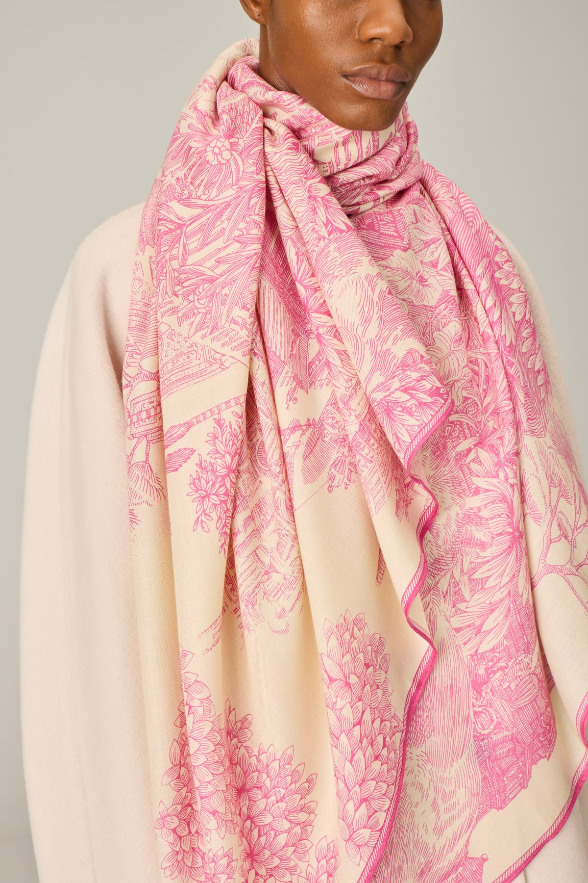 SCARF / ETOLE 100 WOOL SILK PIRANESI PINK/ROSE