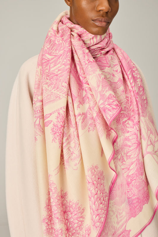 SCARF / ETOLE 100 WOOL SILK PIRANESI PINK/ROSE