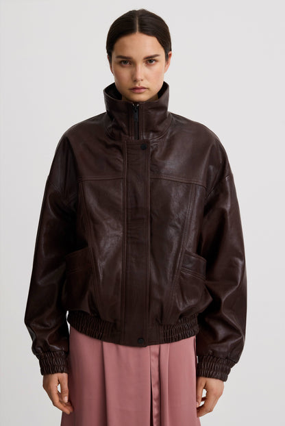 Oversized Leather Bomber