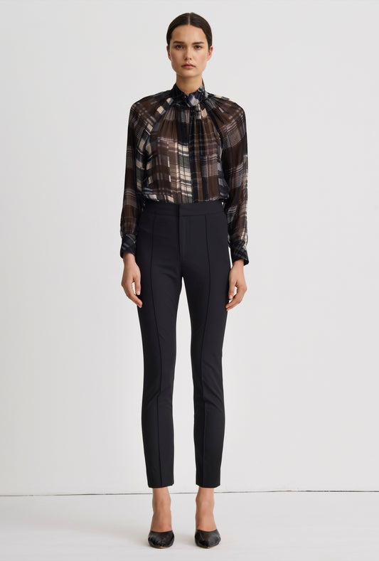 High Rise Pintuck Cig Pant