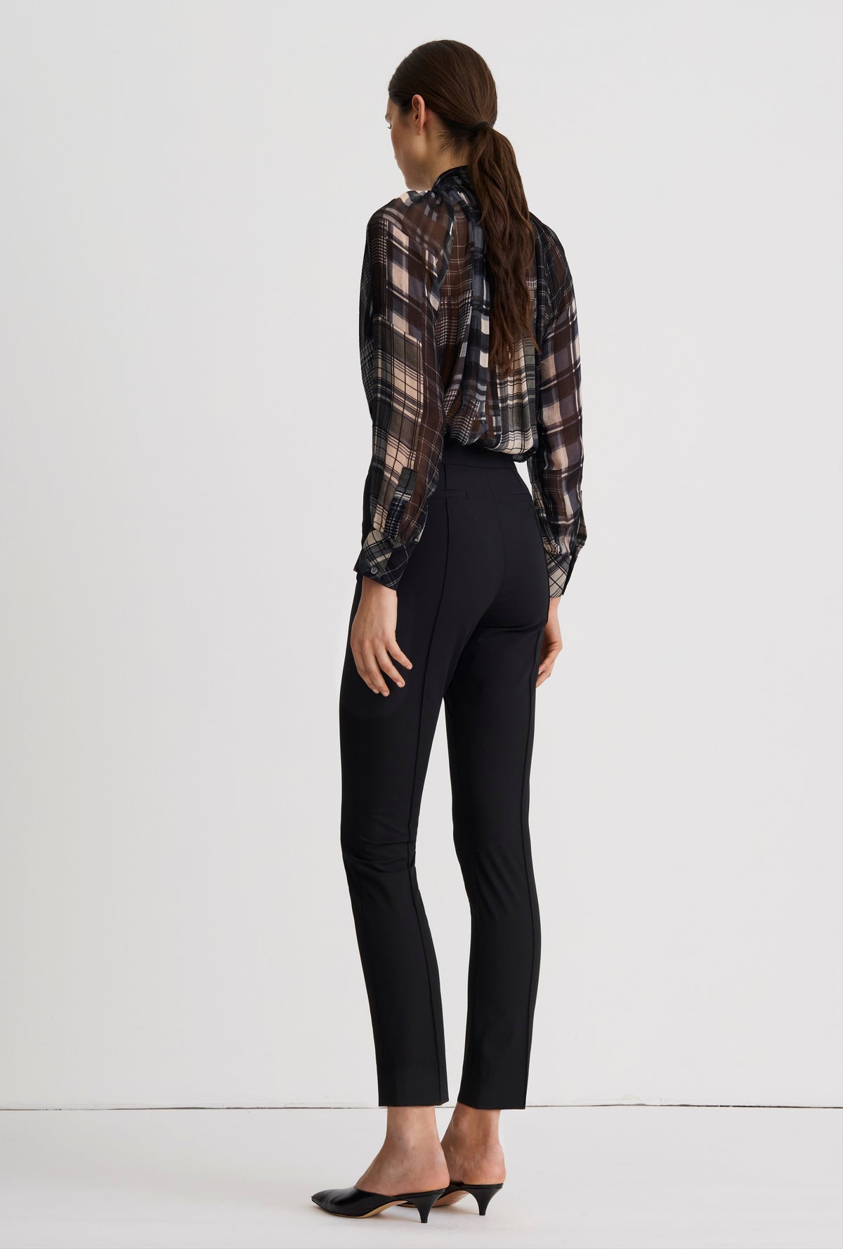 High Rise Pintuck Cig Pant