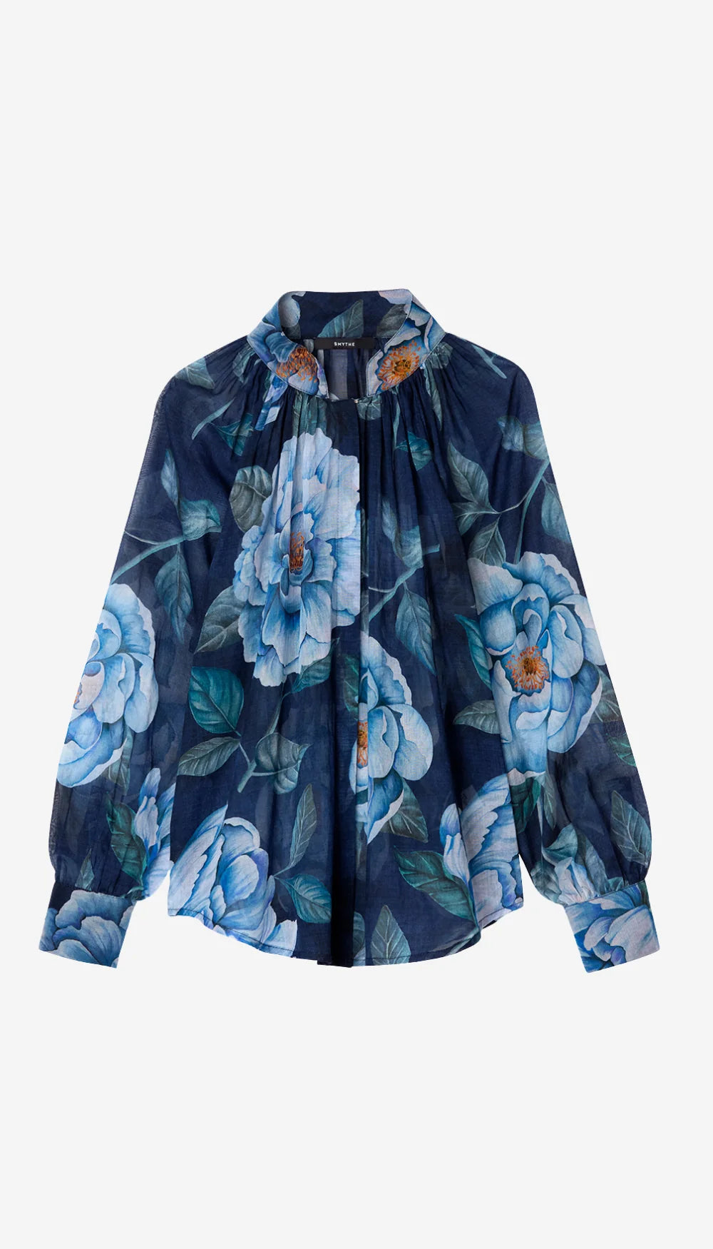 Gathered Blouse - Navy Floral