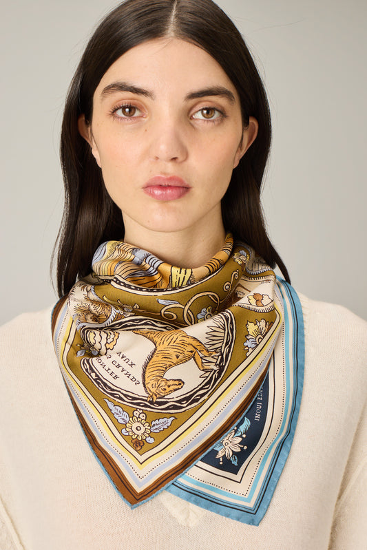 SQUARE / CARRE 65 CHANCE INOUI NAVY GOLDEN BROWN/BLEU MARINE MORDORE
