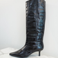 Sutton Croc Leather Kitten Heel Boot
