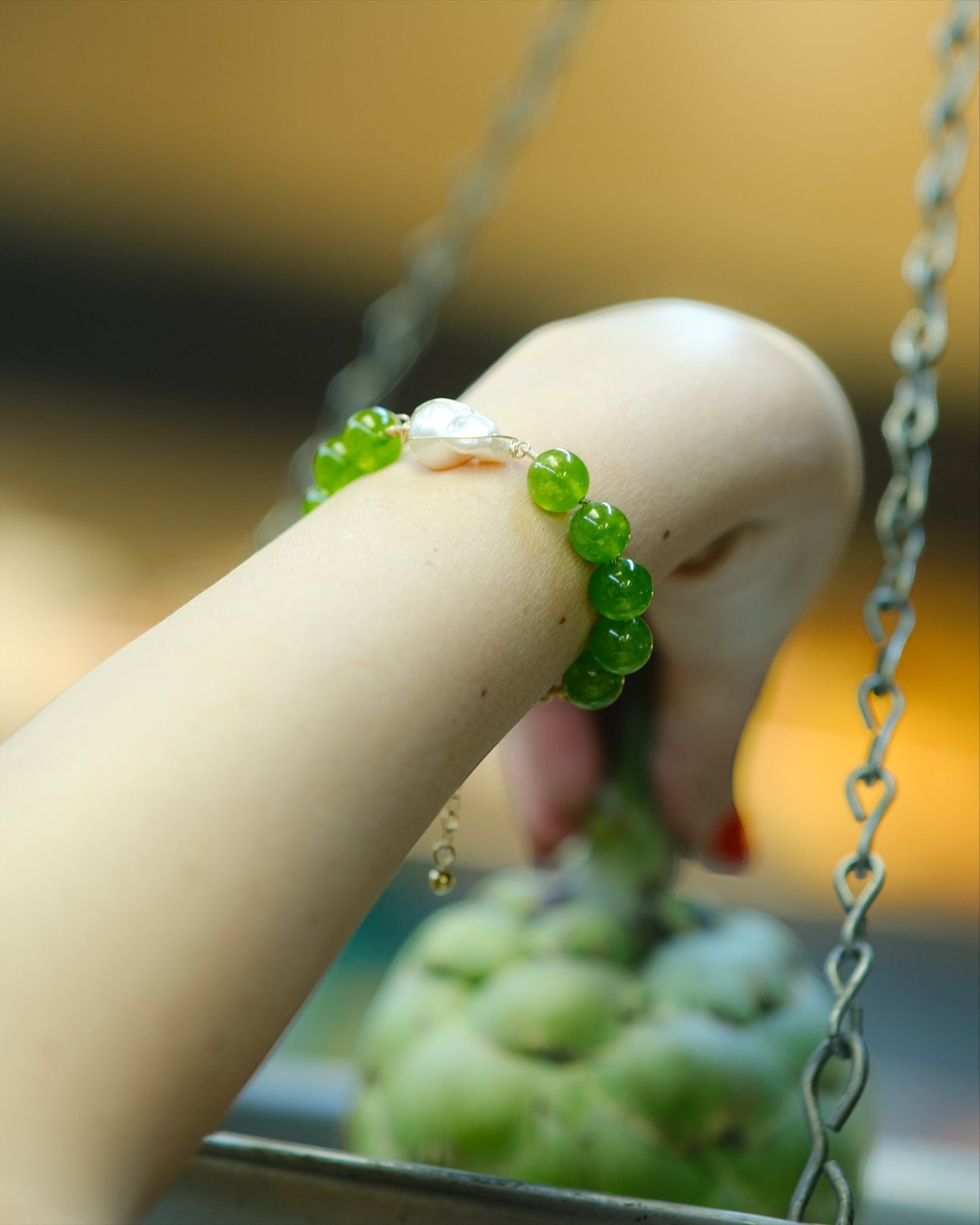 Green Jade Baroque Bracelet