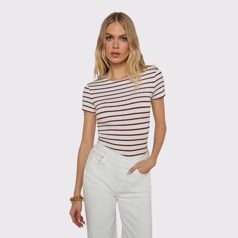 L'Agence Ressi Fitted Tee in Stripes