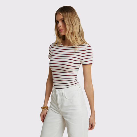 L'Agence Ressi Fitted Tee in Stripes