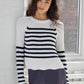 Placement Stripe Scallop Shaker Crew
