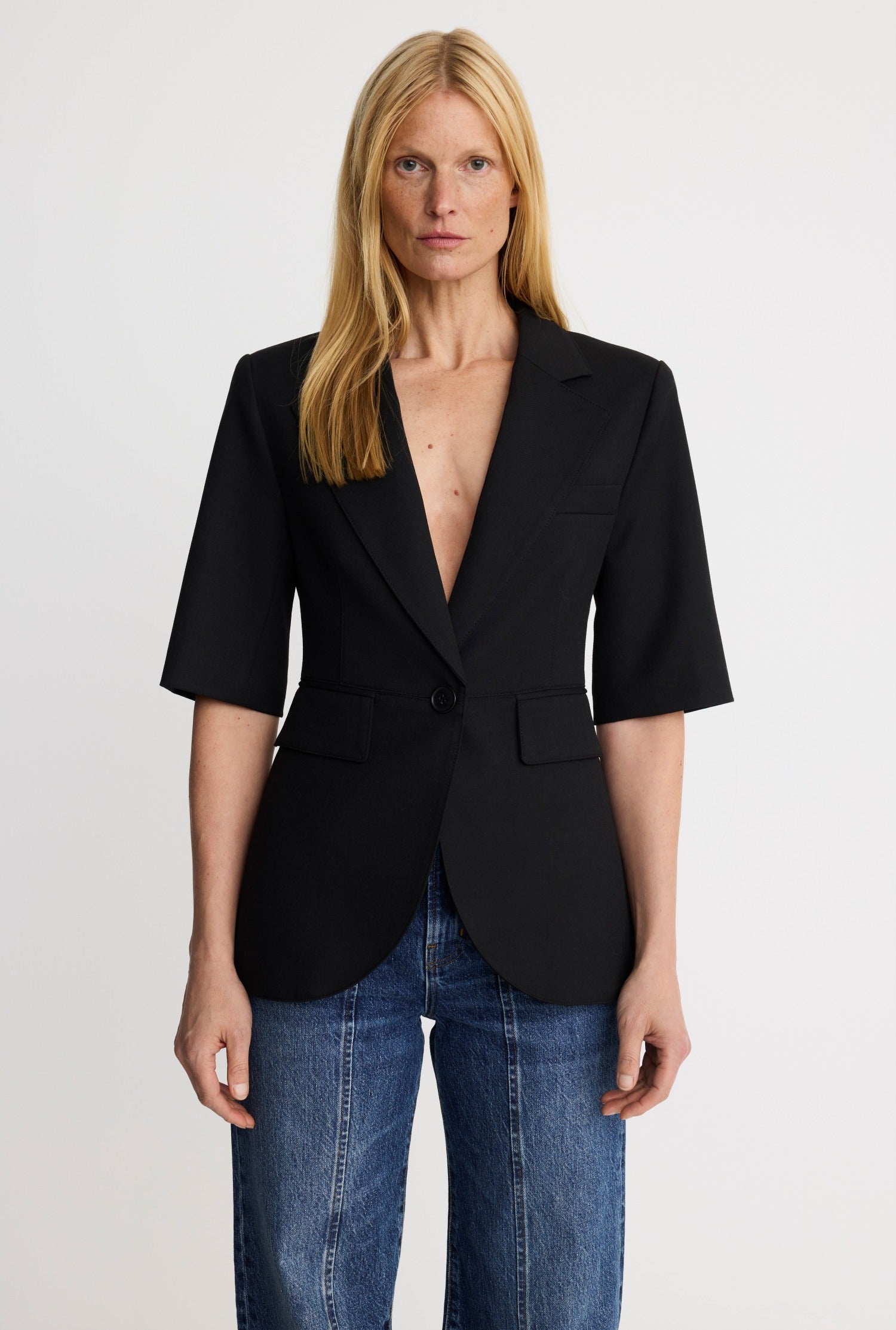 Short Sleeve Seamed Blazer
