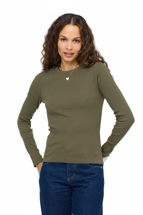 Long Sleeve Rib Tee Heart