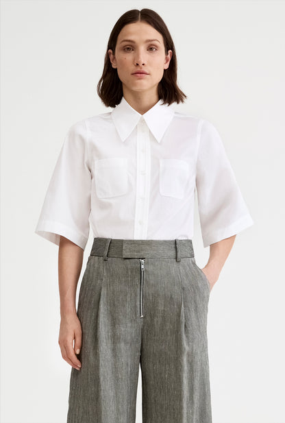 3/4 Sleeve Point Collar Shirt