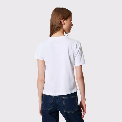 Twinset T-shirt with Oval T Chain in White