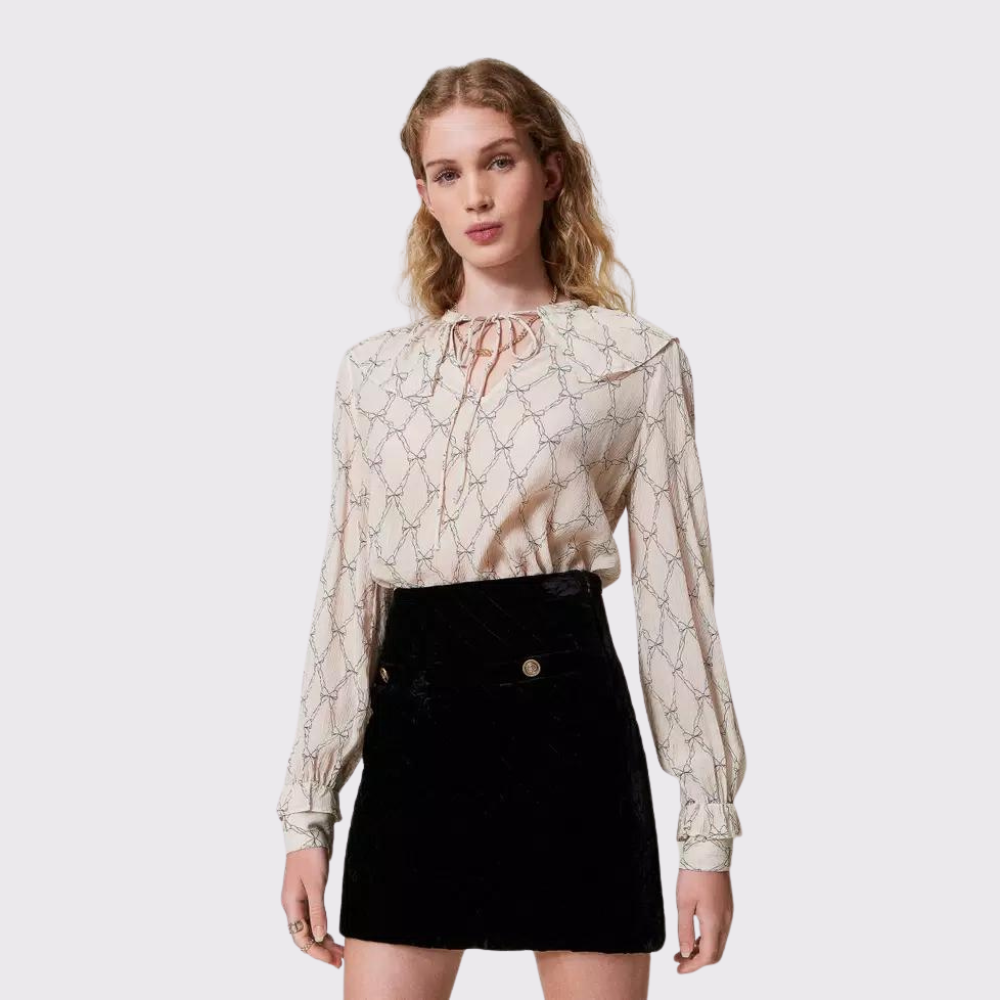 Twinset Quilted Velour Skirt