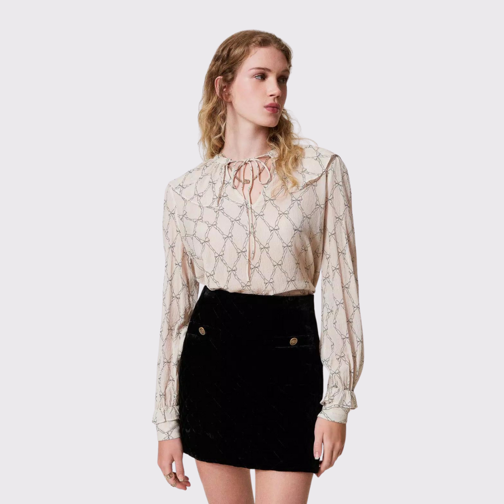 Twinset Quilted Velour Skirt