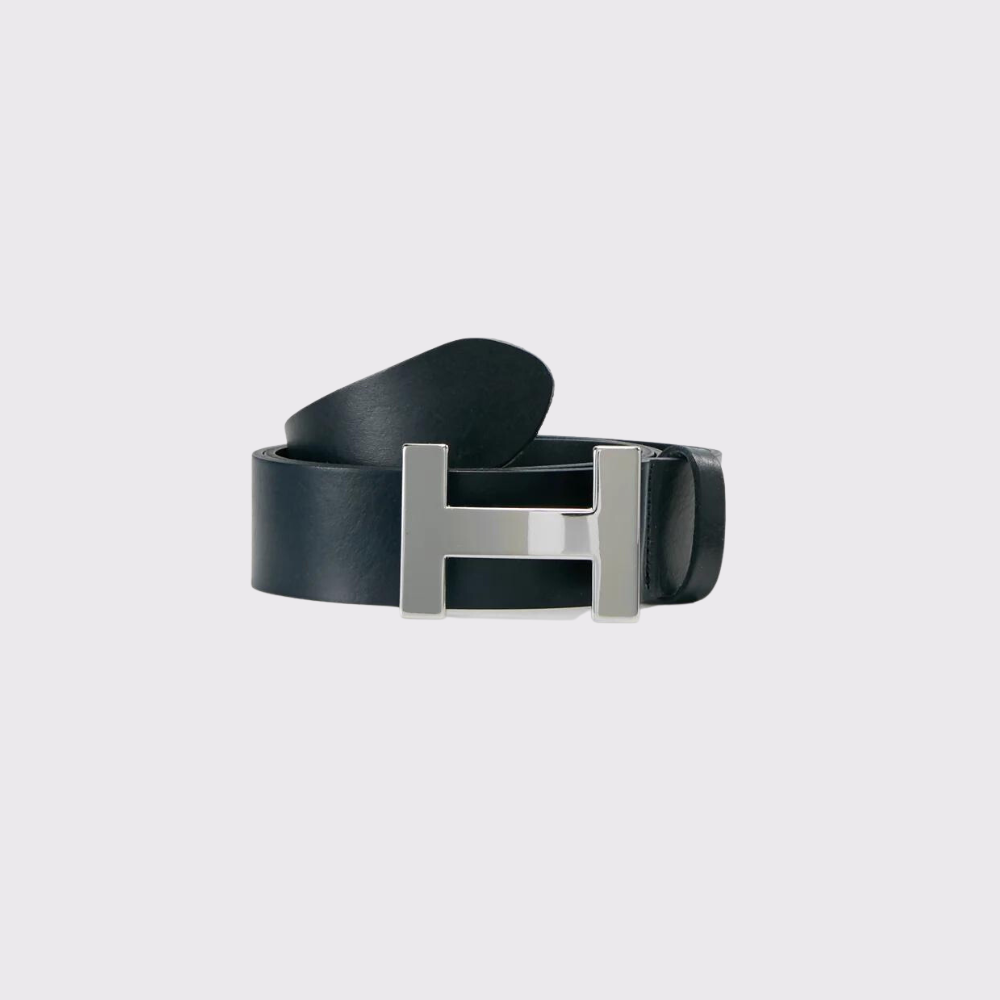 Vanzetti H Silver Buckle Belt in Marine