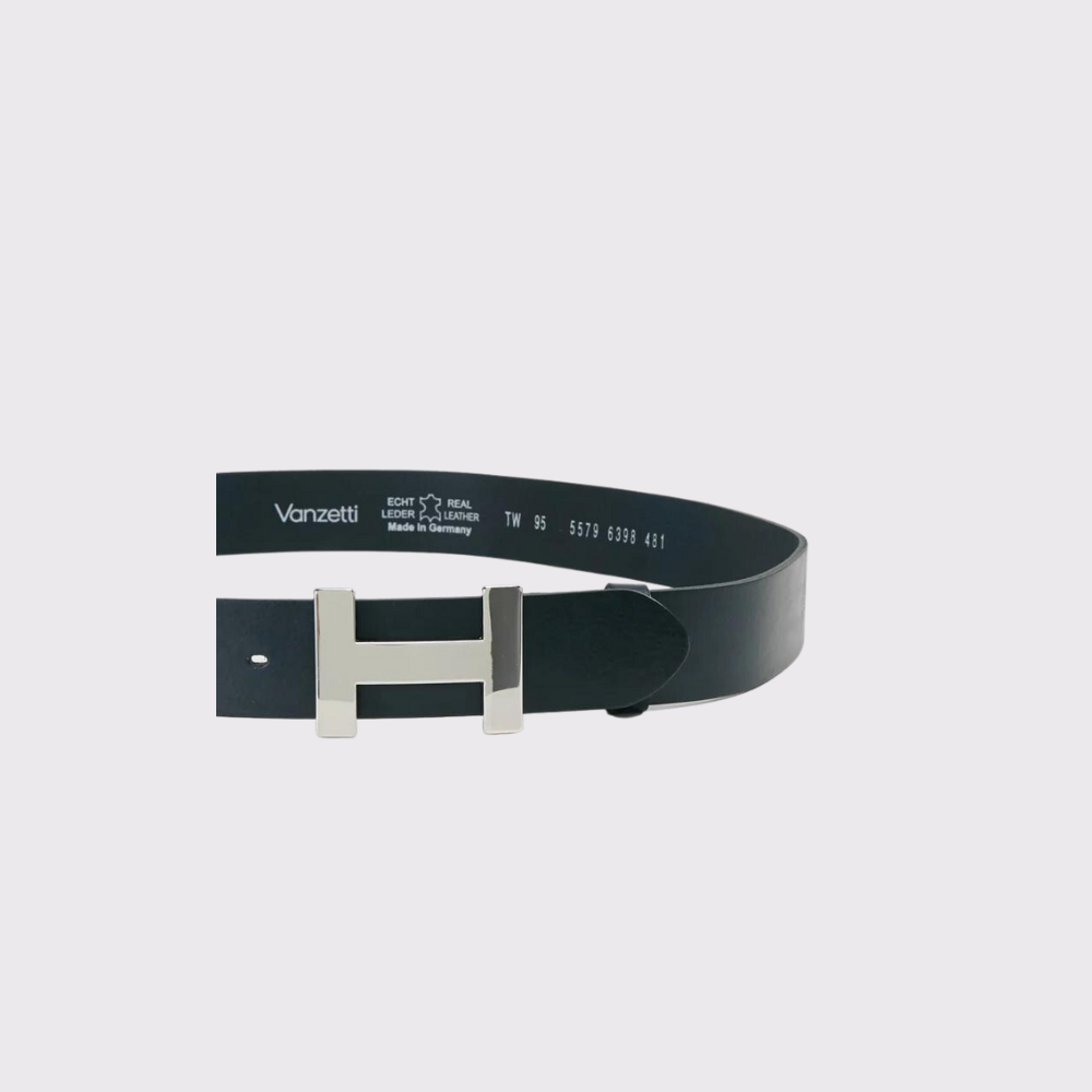 Vanzetti H Silver Buckle Belt in Marine