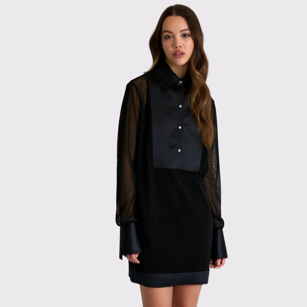 Shan Chic Mesh Shirt Dress