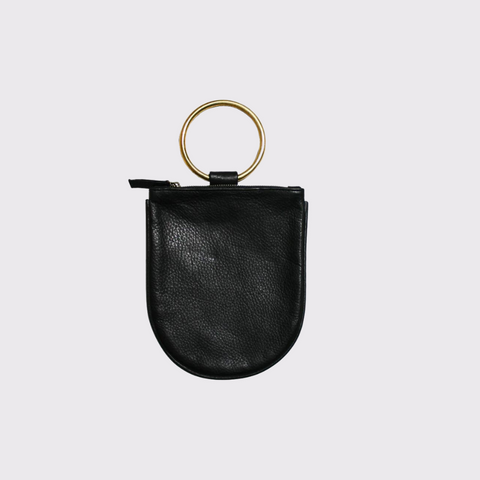 Kim White Wallets Mini Ring Wristlet - Black and Gold