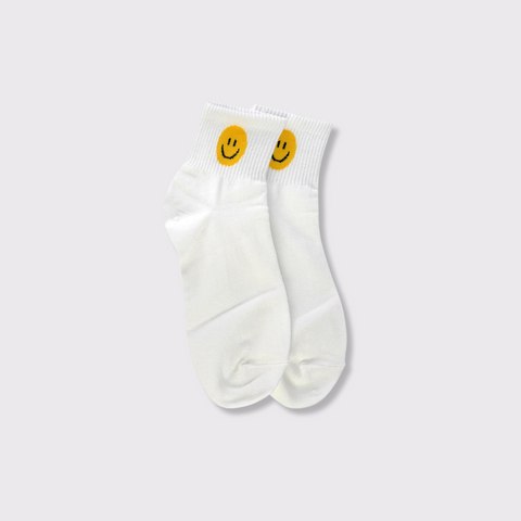 Lim Lim Smiley Crew Socks in White